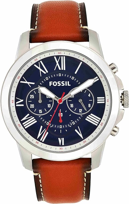 FOSSIL Watch with Chronograph or Automatic Display and Genuine Leather or Stainless Steel Band