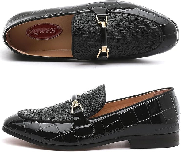 Men's Luxury Velvet Penny Loafers with Fashion Spiked, Casual Penny Loafers for Men, Noble Slip-on Dress Loafers Glitter Suede Smoking Slippers (Black)