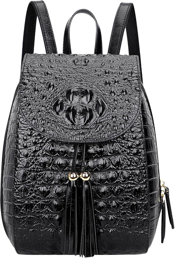 Small Crocodile Leather Backpack Purse for Women Fashion Casual Backpack Crocodile Bag