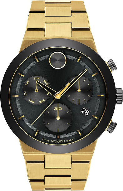 Movado Bold Men's Swiss Quartz Stainless Steel and Link Bracelet Watch, Color: Gold Plated