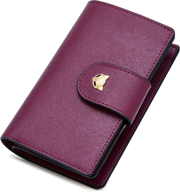 Bifold Wallets for Women, Signature PVC Leather Womens Fashion Cute Wallet RFID Blocking with Gift Box Packing Ladies Card Holder with Zipper Pocket ID Window Credit Card Cases