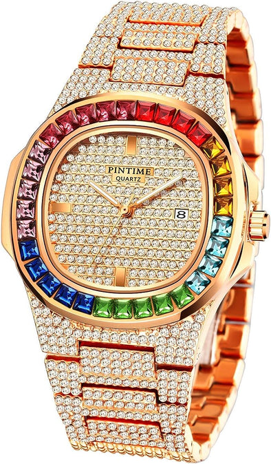 Luxury Unisex Watch Crystal Diamond Watches Big Face Fashion Men's Women's Quartz Watch Gold Color Silver Color Rose Gold Color Stainless Steel Wrist Watch Bling Watches