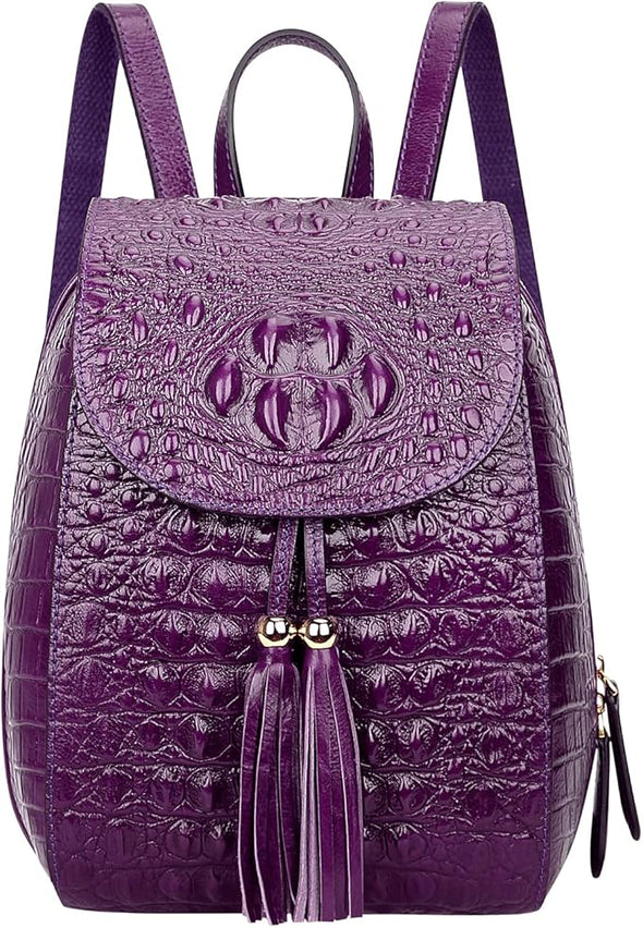 Small Crocodile Leather Backpack Purse for Women Fashion Casual Backpack Crocodile Bag