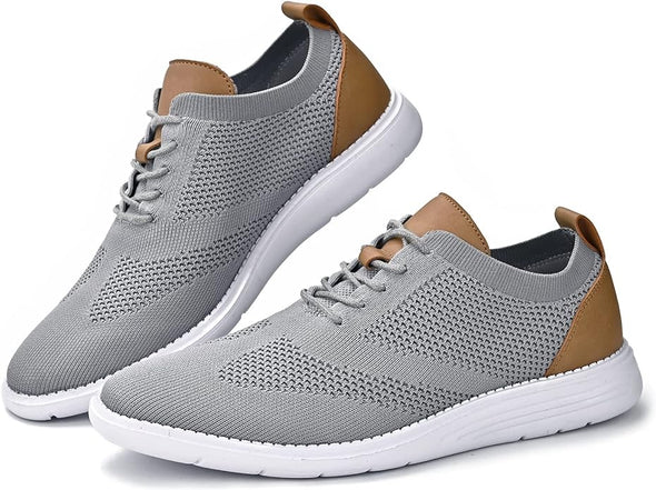 Men's Casual Dress Oxfords Sneakers Mesh Wingtip Business Shoes Lightweight Breathable Dress Shoes for Men
