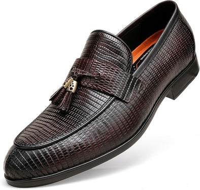 Casual Dress Shoe, Leather Tassel Moc Toe Penny Party Wedding Shoes Party Loafers Shoes for Men