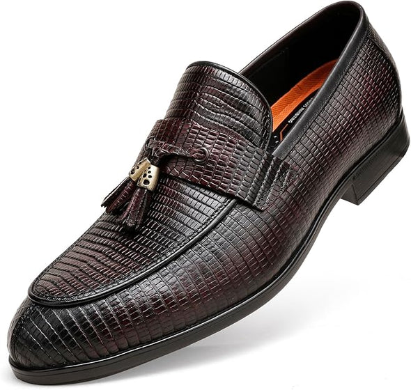 Casual Dress Shoe, Leather Tassel Moc Toe Penny Party Wedding Shoes Party Loafers Shoes for Men