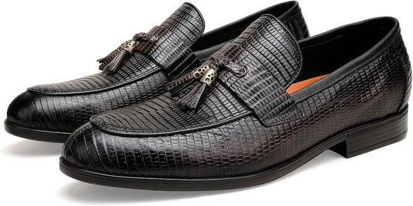 Casual Dress Shoe, Leather Tassel Moc Toe Penny Party Wedding Shoes Party Loafers Shoes for Men