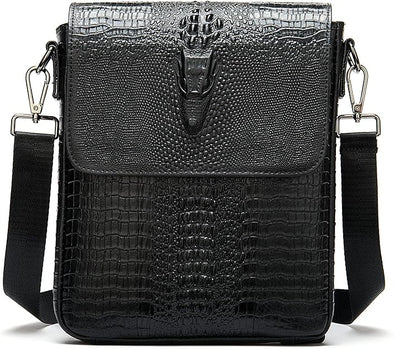 Leather Flap Messenger Bag for Men Small Crossbody Shoulder Bag Novelty Crocodile bag