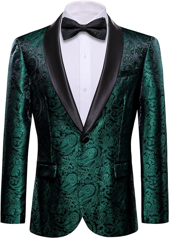 Mens Blazer Suit Lightweight Regular Tuxedo Sequins Floral for Wedding Party Prom