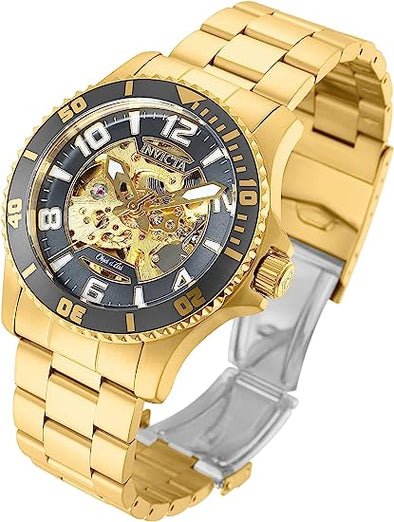 Invicta Men's Objet D Art Automatic-self-Wind 42mm Watch with Stainless-Steel Strap, Grey, Silver, Gold, Rose Gold