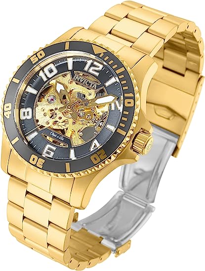 Invicta Men's Objet D Art Automatic-self-Wind 42mm Watch with Stainless-Steel Strap, Grey, Silver, Gold, Rose Gold