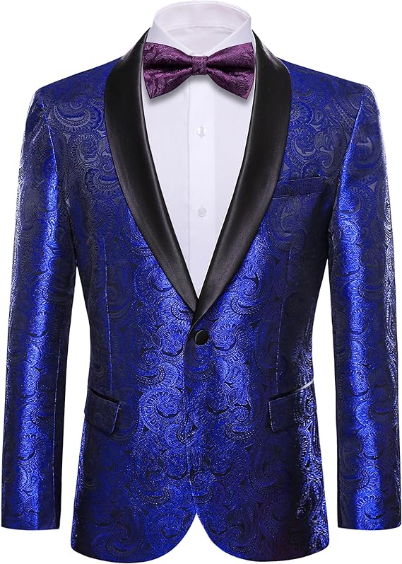 Mens Blazer Suit Lightweight Regular Tuxedo Sequins Floral for Wedding Party Prom