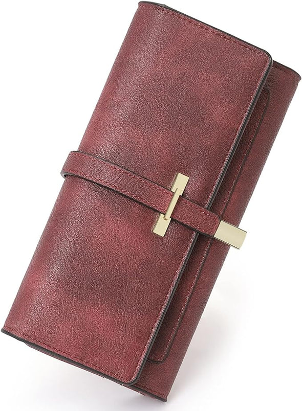 Women Wallet Leather Trifold Large