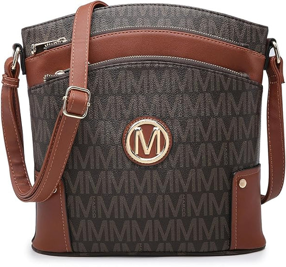 Crossbody Bags Purses for Women Trendy Multi Pockets Monogram Zip Shoulder Bags