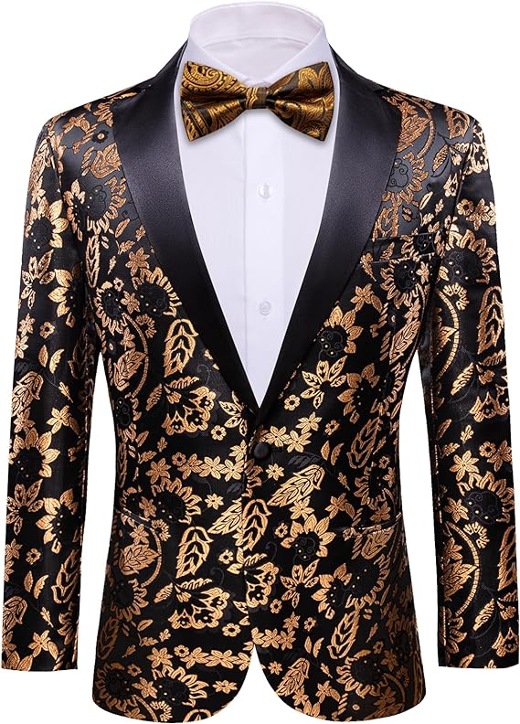 Mens Blazer Suit Lightweight Regular Tuxedo Sequins Floral for Wedding Party Prom