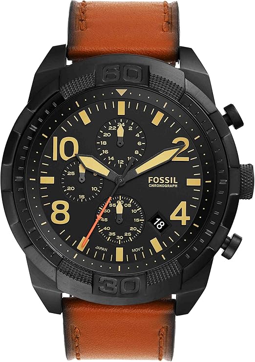 Fossil Men's Watch with Stainless Steel Bracelet or Genuine Leather Band, Chronograph or Three-Hand Analog Display