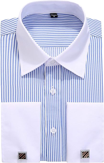 French Cuff Regular Fit Dress Shirts (Cufflink Included)