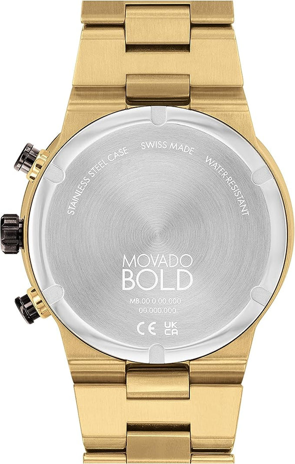 Movado Bold Men's Swiss Quartz Stainless Steel and Link Bracelet Watch, Color: Gold Plated