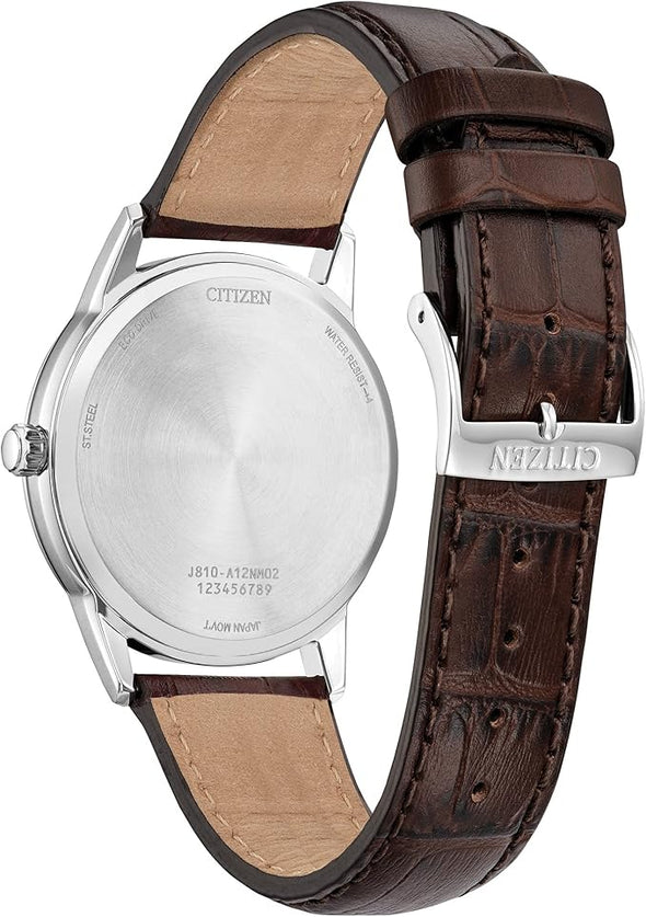 Citizen Men's Classic Eco-Drive Leather Strap Watch.