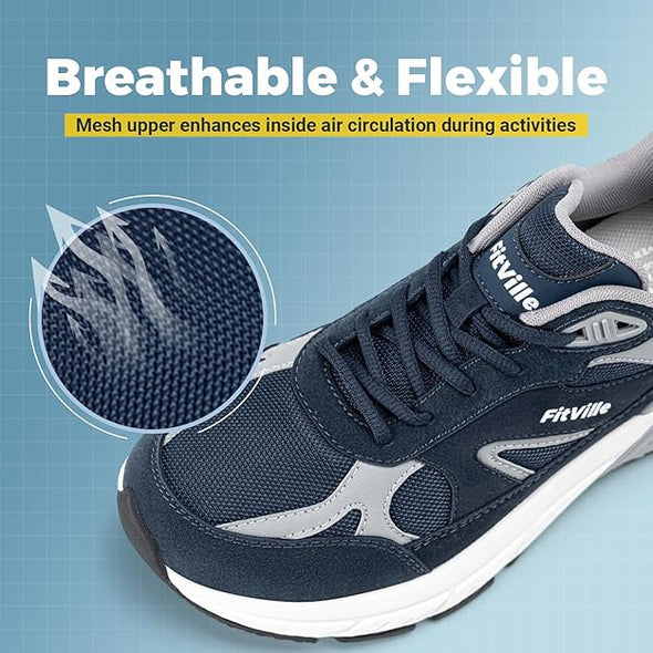 FitVille Wide Walking Shoes for Men Extra Wide Width Sneakers with Arch Support for Flat Feet Heel Pain Relief Plantar Fasciitis