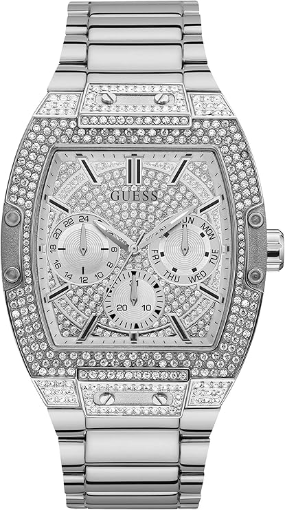 GUESS Men's Analog Quartz Watch with Stainless Steel silver Strap.