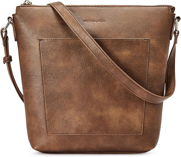 Crossbody Purses for Women Medium Shoulder Bag Vegan Leather Handbags with Guitar Strap