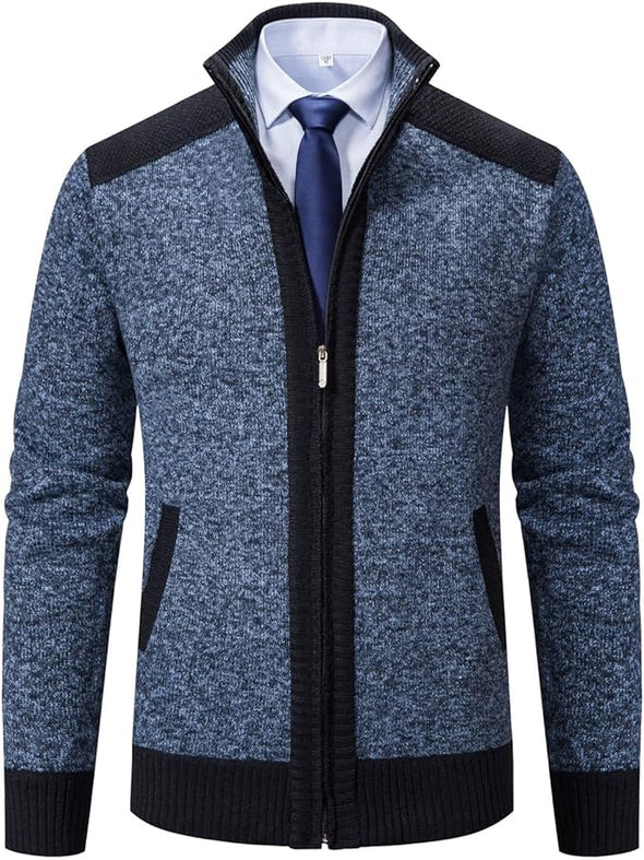 Men's Sweaters Full Zip Slim Thick Knitted Cardigan Sweaters Jacket with Pockets