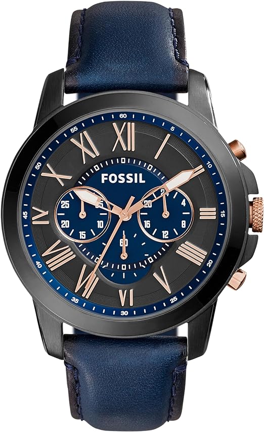 FOSSIL Watch with Chronograph or Automatic Display and Genuine Leather or Stainless Steel Band