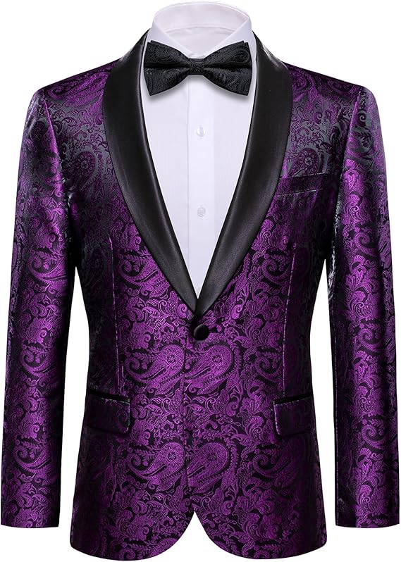 Mens Blazer Suit Lightweight Regular Tuxedo Sequins Floral for Wedding Party Prom