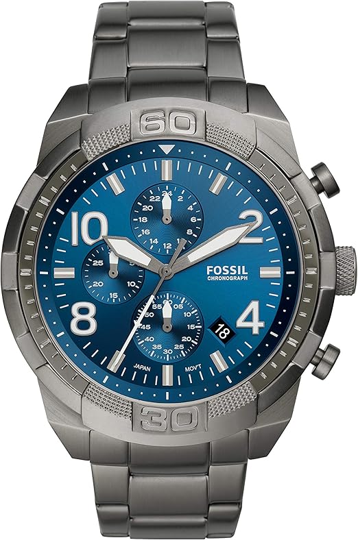 Fossil Men's Watch with Stainless Steel Bracelet or Genuine Leather Band, Chronograph or Three-Hand Analog Display
