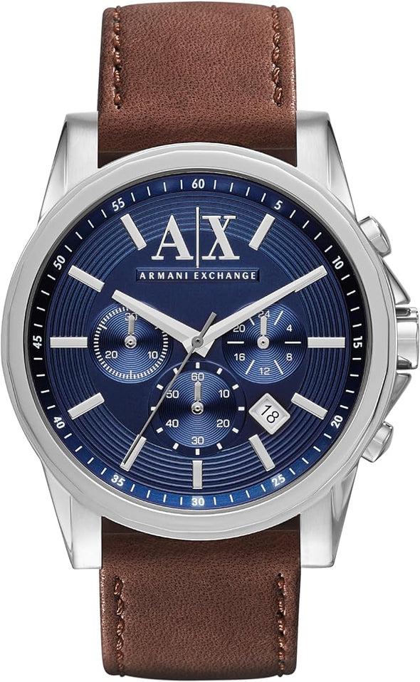 AX Armani Exchange Chronograph Watch for Men with Leather