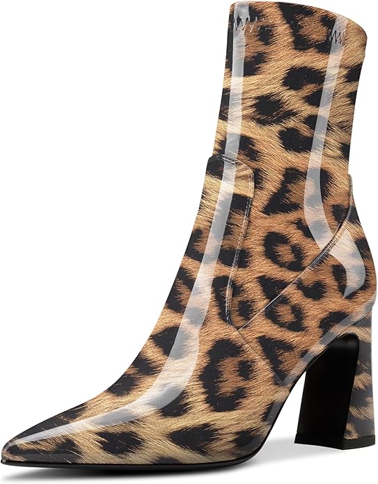 Womens Chunky Block Heel Pointed Toe Ankle Boots Short Bootie Mid Calf Boots Slip-on Zipper Party Basic Classic Boots