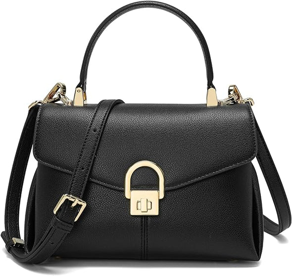 Top Handbag for Women Fashion Leather Tote Handbag Satchel Bag for Ladies Shoulder Bag, Zipper Pocket, Metal Button Lock.