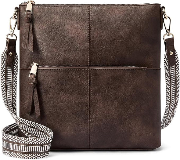 Crossbody Purses for Women Medium Shoulder Bag Vegan Leather Handbags with Guitar Strap