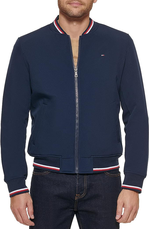 Tommy Hilfiger Men's Lightweight Varsity Rib Knit Bomber Jacket
