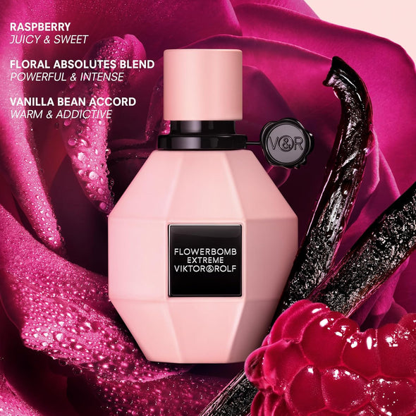 Viktor&Rolf - Flowerbomb Extreme - Eau de Parfum Intense Womens Perfume - Intense & Floral - With Raspberry, Jasmine, Rose, Orange Blossom & Vanilla Bean