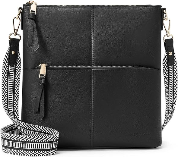 Crossbody Purses for Women Medium Shoulder Bag Vegan Leather Handbags with Guitar Strap