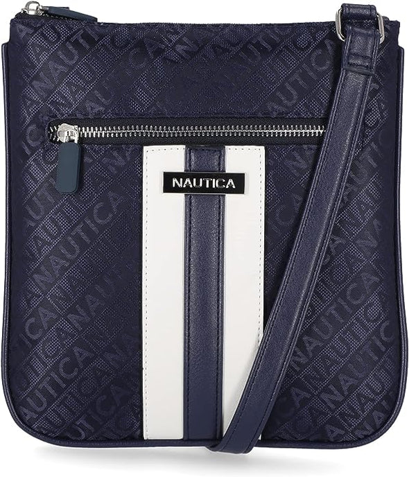 Nautica Womens Lakeside Signature Jaquard North South Crossbody Bag