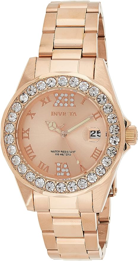 Invicta Women's Pro Diver Crystal Accented 18k Ion-Plated Stainless Steel Watch