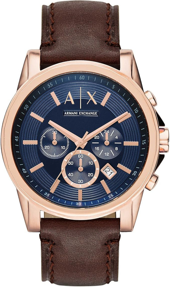 AX Armani Exchange Chronograph Watch for Men with Leather, Stainless Steel Watch