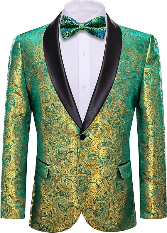 Mens Blazer Suit Lightweight Regular Tuxedo Sequins Floral for Wedding Party Prom