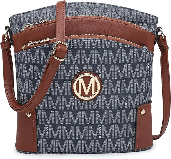 Crossbody Bags Purses for Women Trendy Multi Pockets Monogram Zip Shoulder Bags