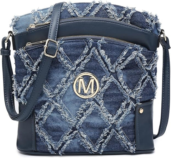 Crossbody Bags Purses for Women Trendy Multi Pockets Monogram Zip Shoulder Bags