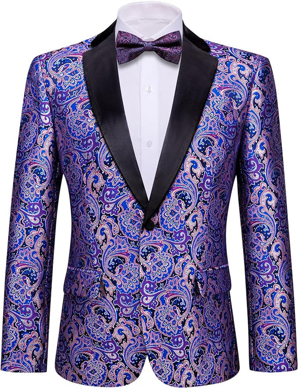 Mens Blazer Suit Lightweight Regular Tuxedo Sequins Floral for Wedding Party Prom