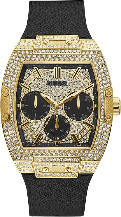 GUESS Men's Stainless Steel Analog Watch with Silicone Strap