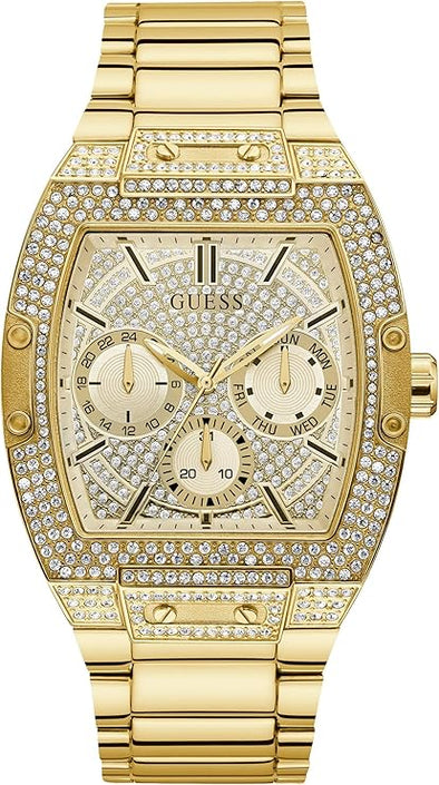 GUESS Men Quartz Watch with Stainless Steel Bracelet, Golden
