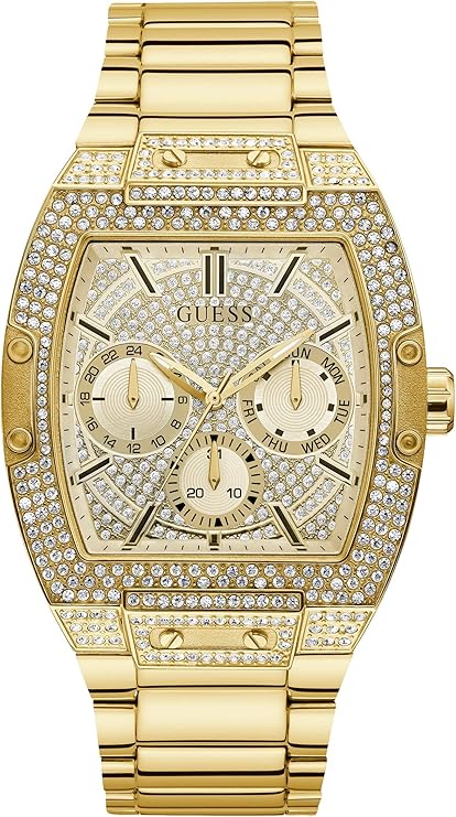 GUESS Men Quartz Watch with Stainless Steel Bracelet, Golden