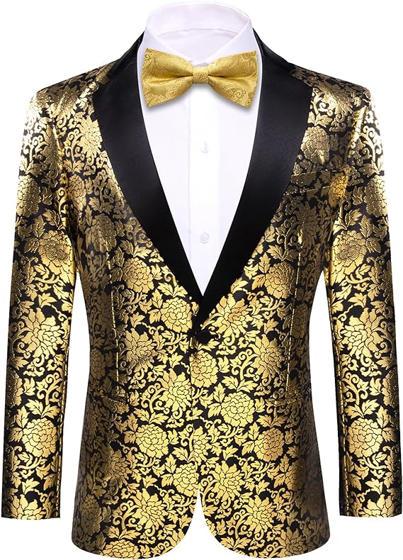 Mens Blazer Suit Lightweight Regular Tuxedo Sequins Floral for Wedding Party Prom