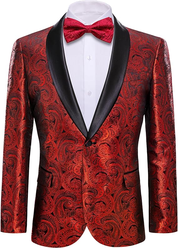 Mens Blazer Suit Lightweight Regular Tuxedo Sequins Floral for Wedding Party Prom