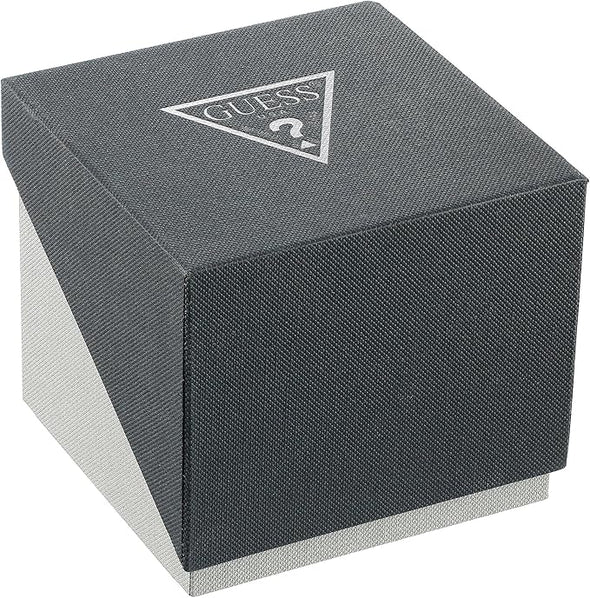 GUESS Iconic Studded Black and Gold-Tone Logo Silicone Watch.